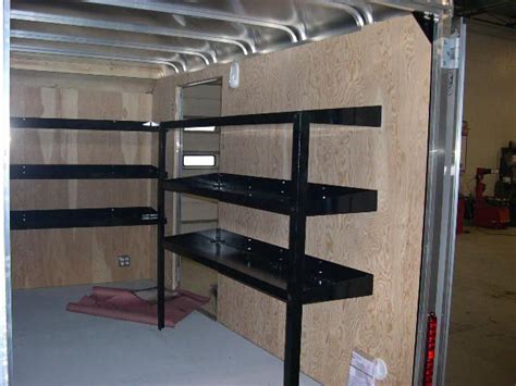 metal shelving unit for box trailers|cargo trailer storage shelves.